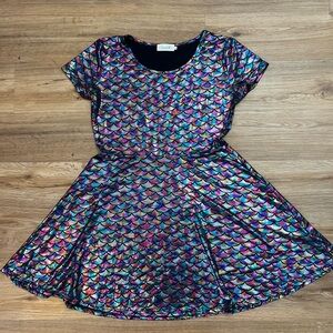 Vibrant Multicolor Scale Pattern Mini Costume Dress
